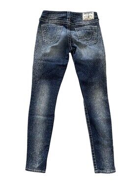 True Religion Jeans Womens 27 Blue Acid Wash Jegging Skinny Stretch Logo Pockets